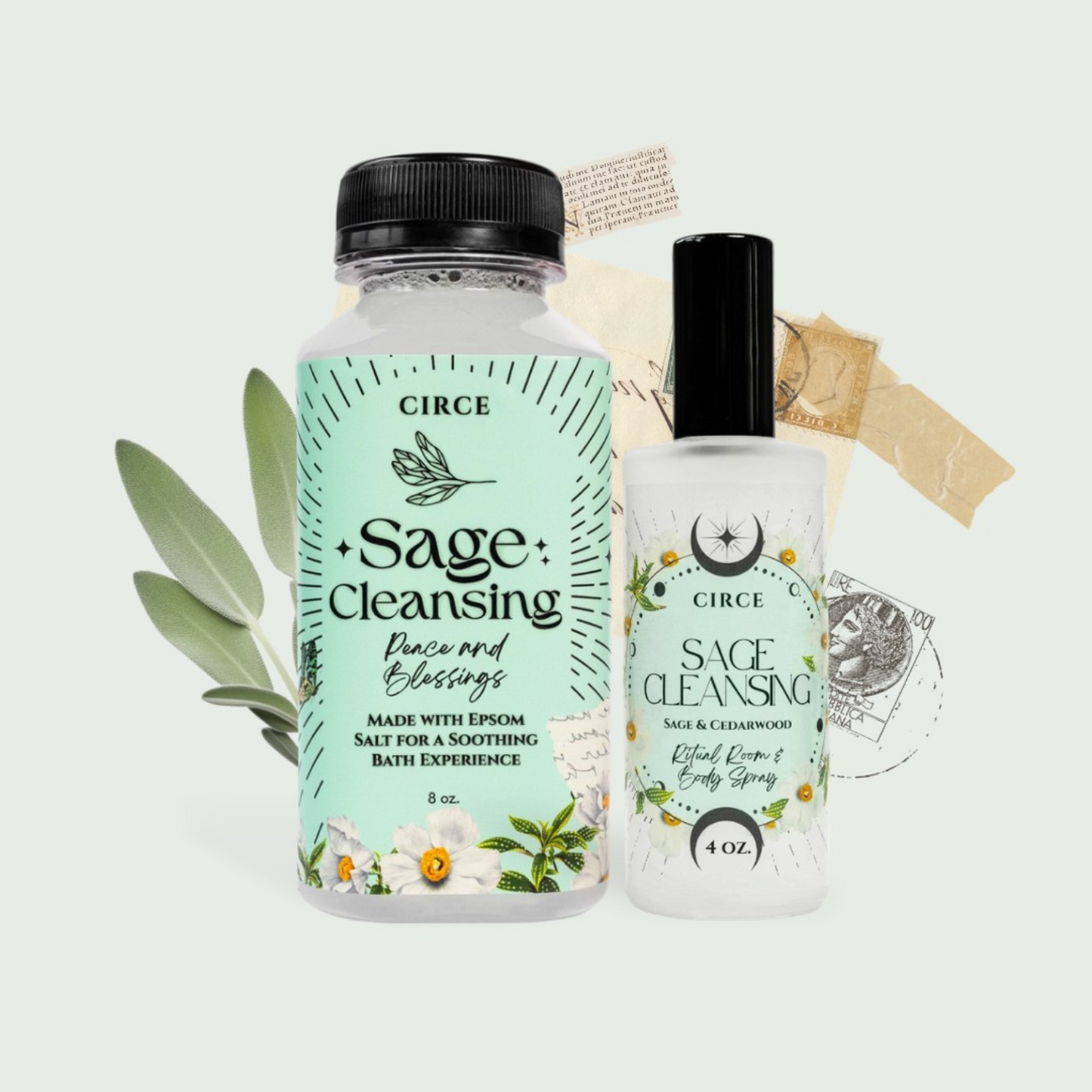 Sage Cleansing Ritual Bundle -Energy Clearing Spray & Candle from Circe Boutique
