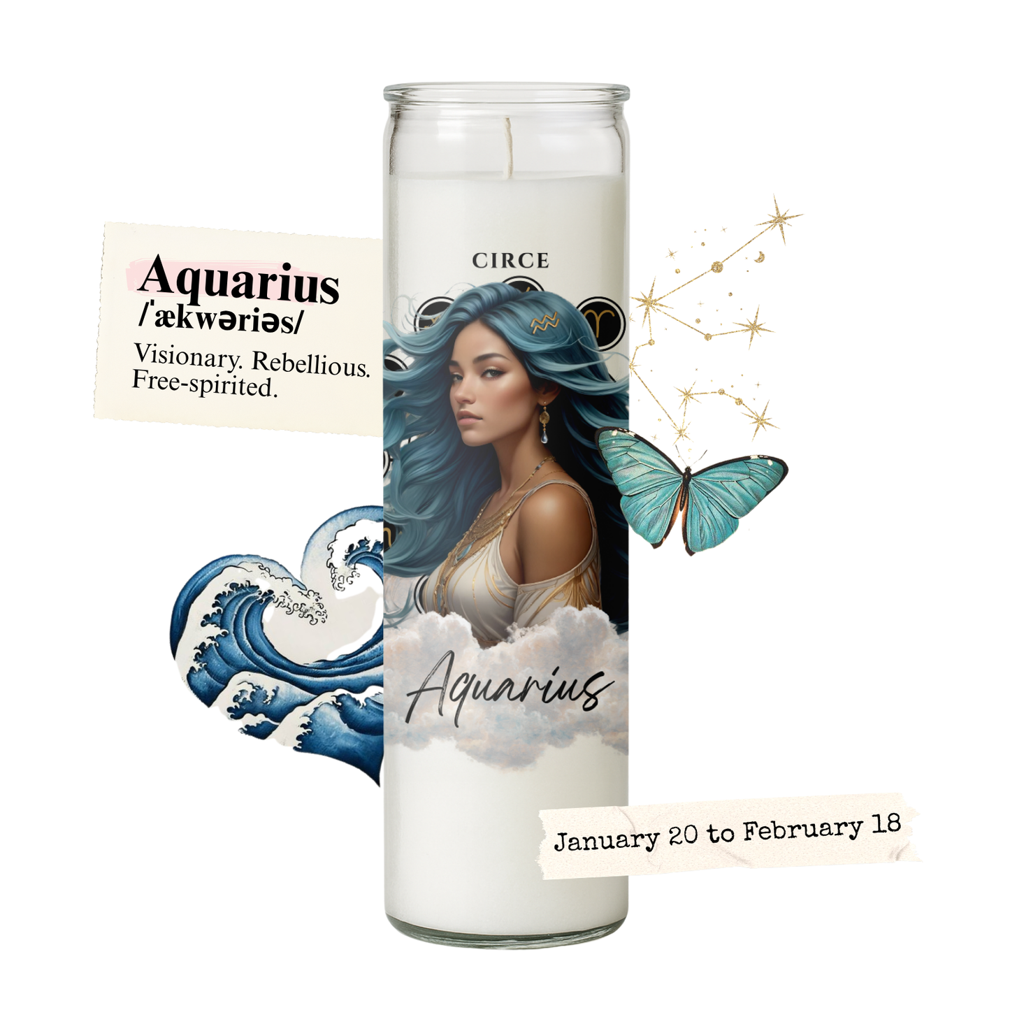 Zodiac Candle Collection – Lavender Vanilla Scented, Gemstone-Infused Astrology Candles