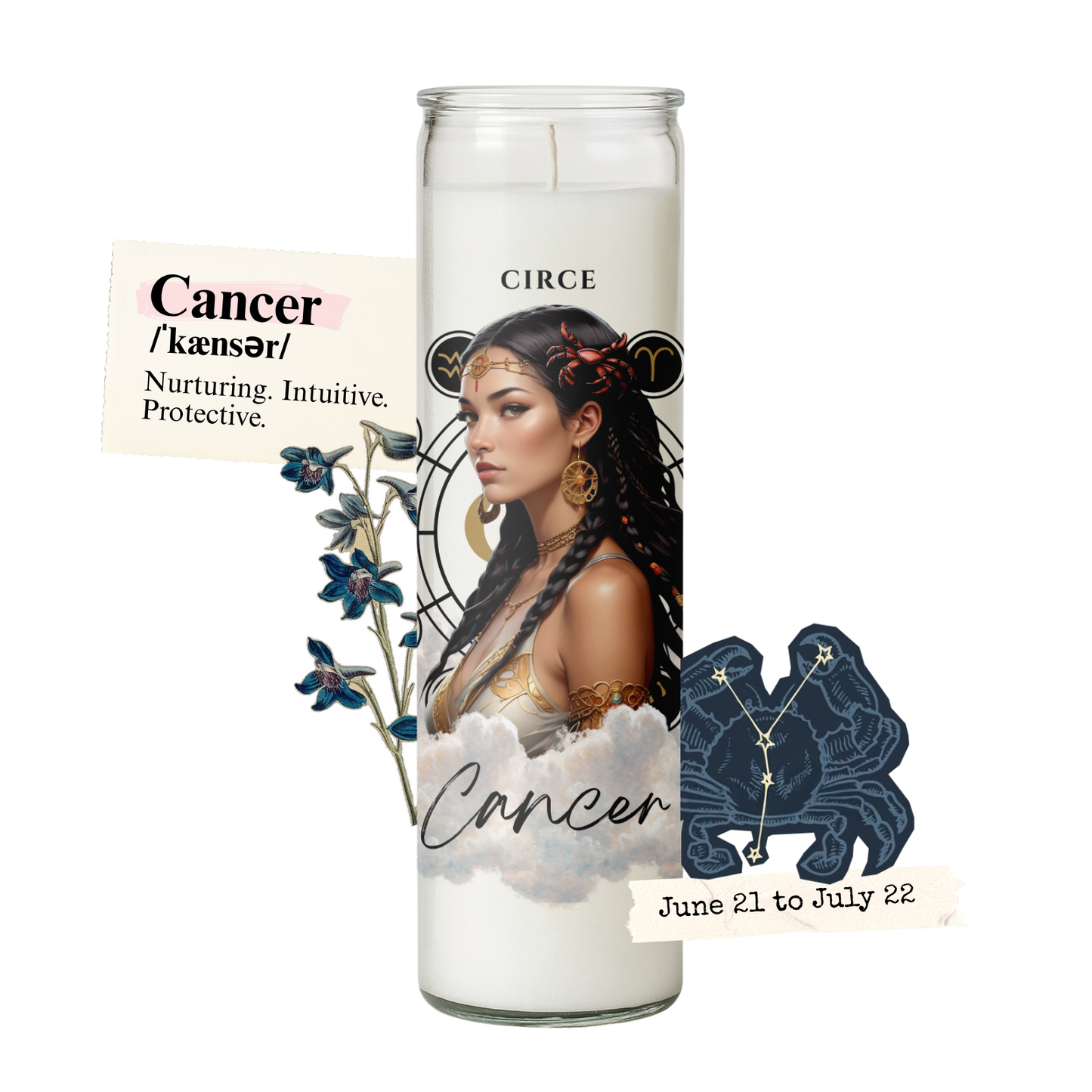 Zodiac Candle Collection – Lavender Vanilla Scented, Gemstone-Infused Astrology Candles