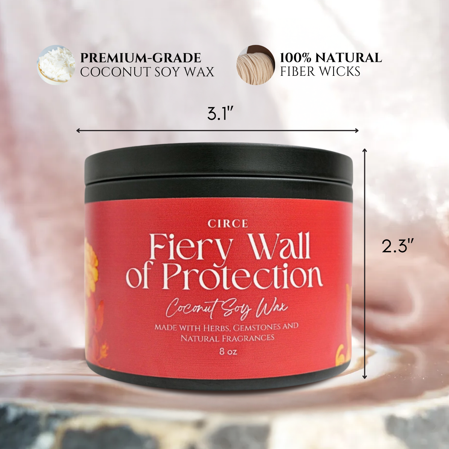 Fiery Wall of Protection | 8 oz Spell Candle from Circe Boutique