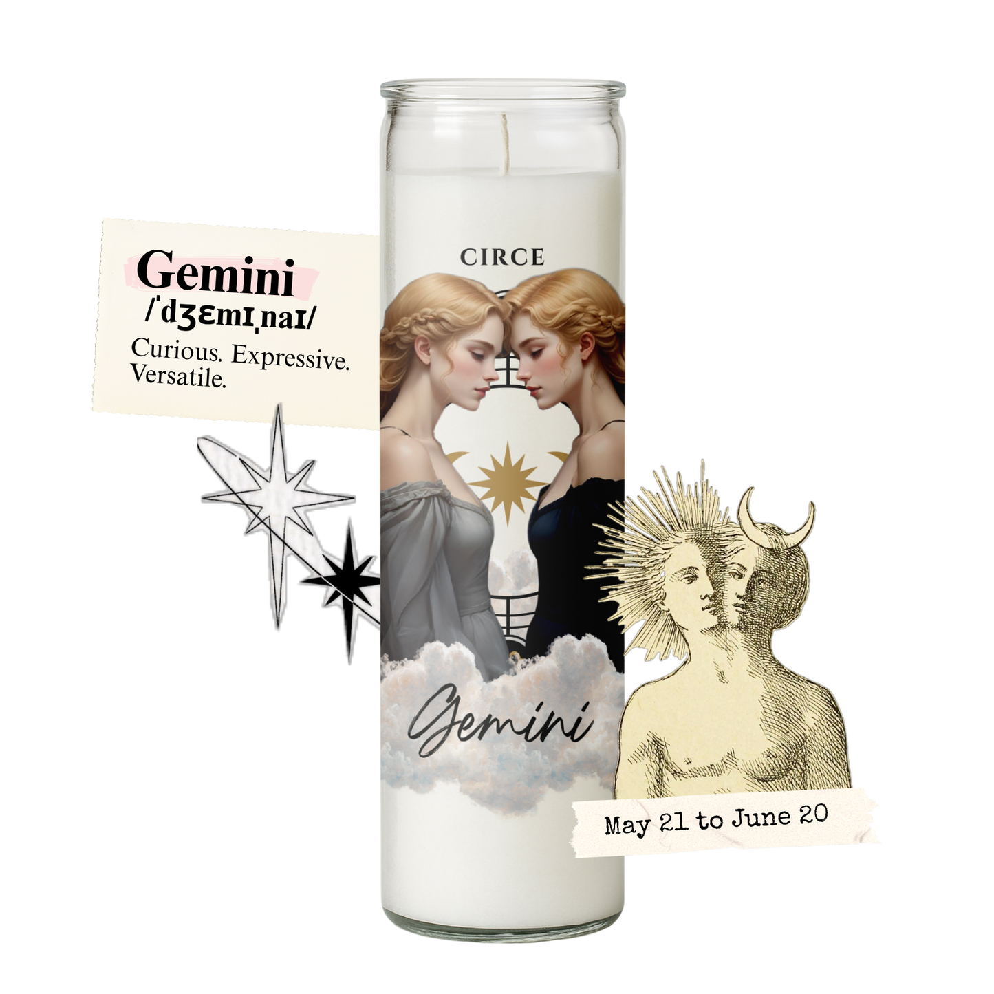 Zodiac Candle Collection – Lavender Vanilla Scented, Gemstone-Infused Astrology Candles