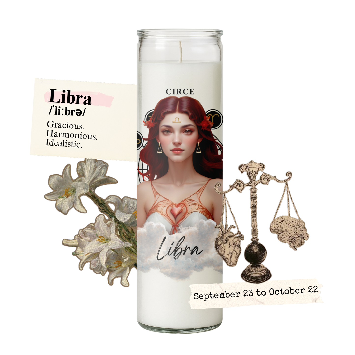 Zodiac Candle Collection – Lavender Vanilla Scented, Gemstone-Infused Astrology Candles