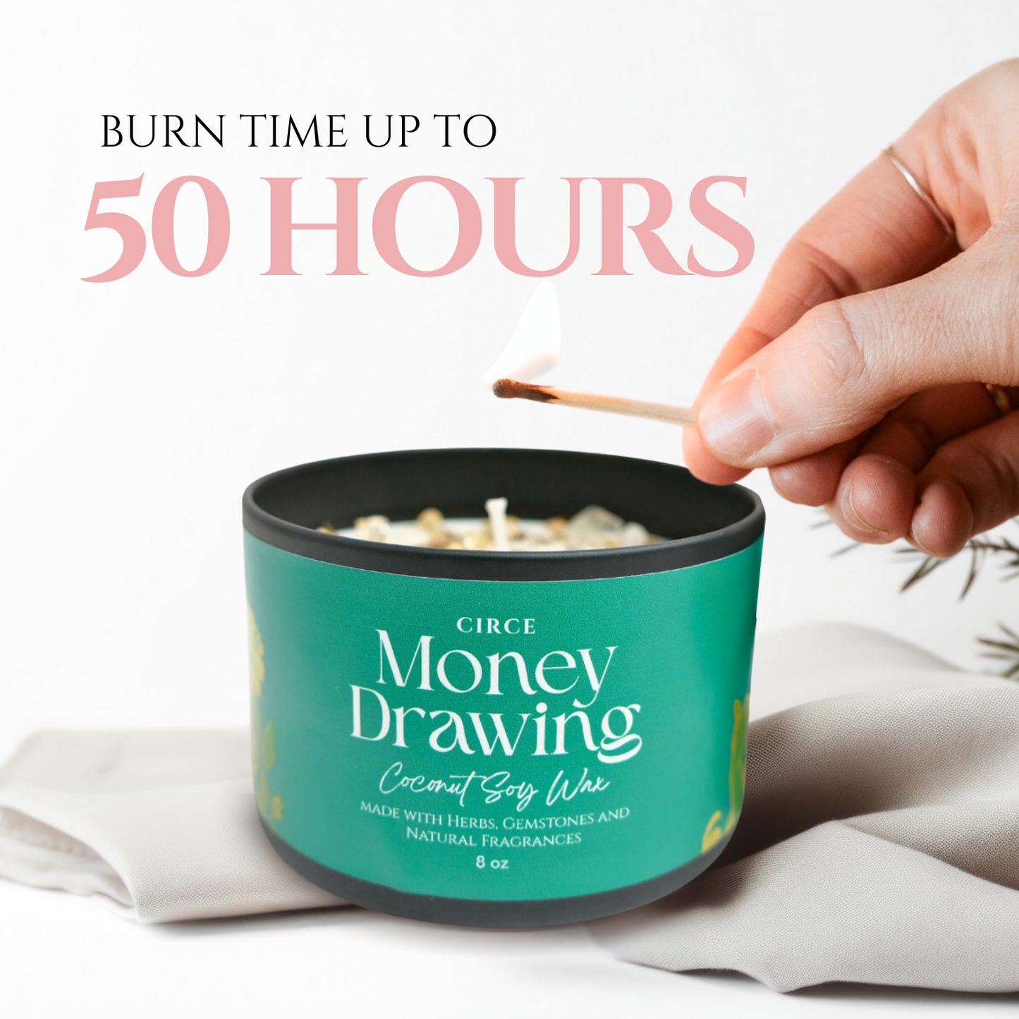 Money Drawing Spell Candle – 8 oz Prosperity & Abundance from Circe Boutique