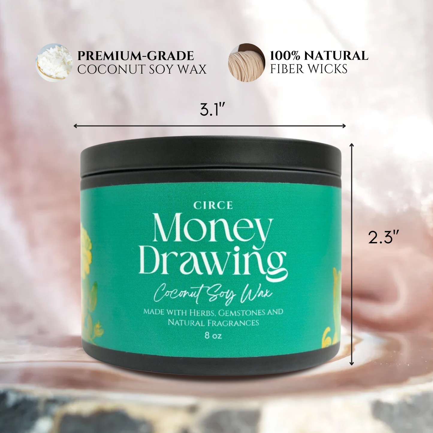 Money Drawing Spell Candle – 8 oz Prosperity & Abundance from Circe Boutique