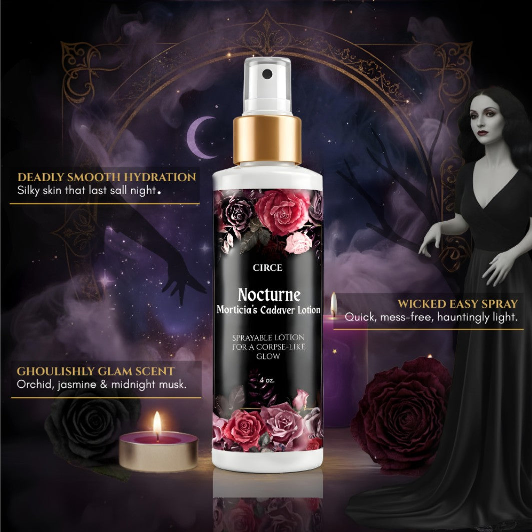 Nocturne Morticia’s Cadaver Spray Lotion – 6.7 oz Fine Mist Bottle