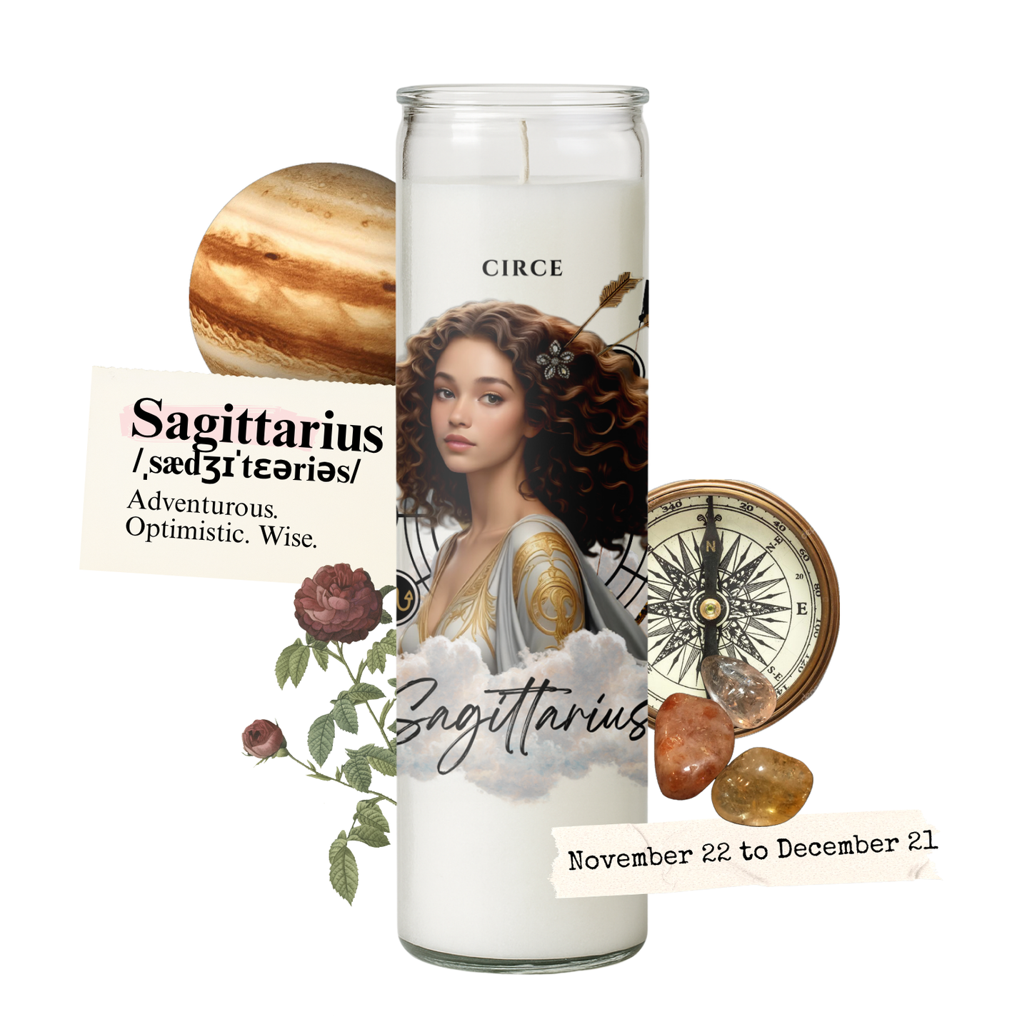 Zodiac Candle Collection – Lavender Vanilla Scented, Gemstone-Infused Astrology Candles