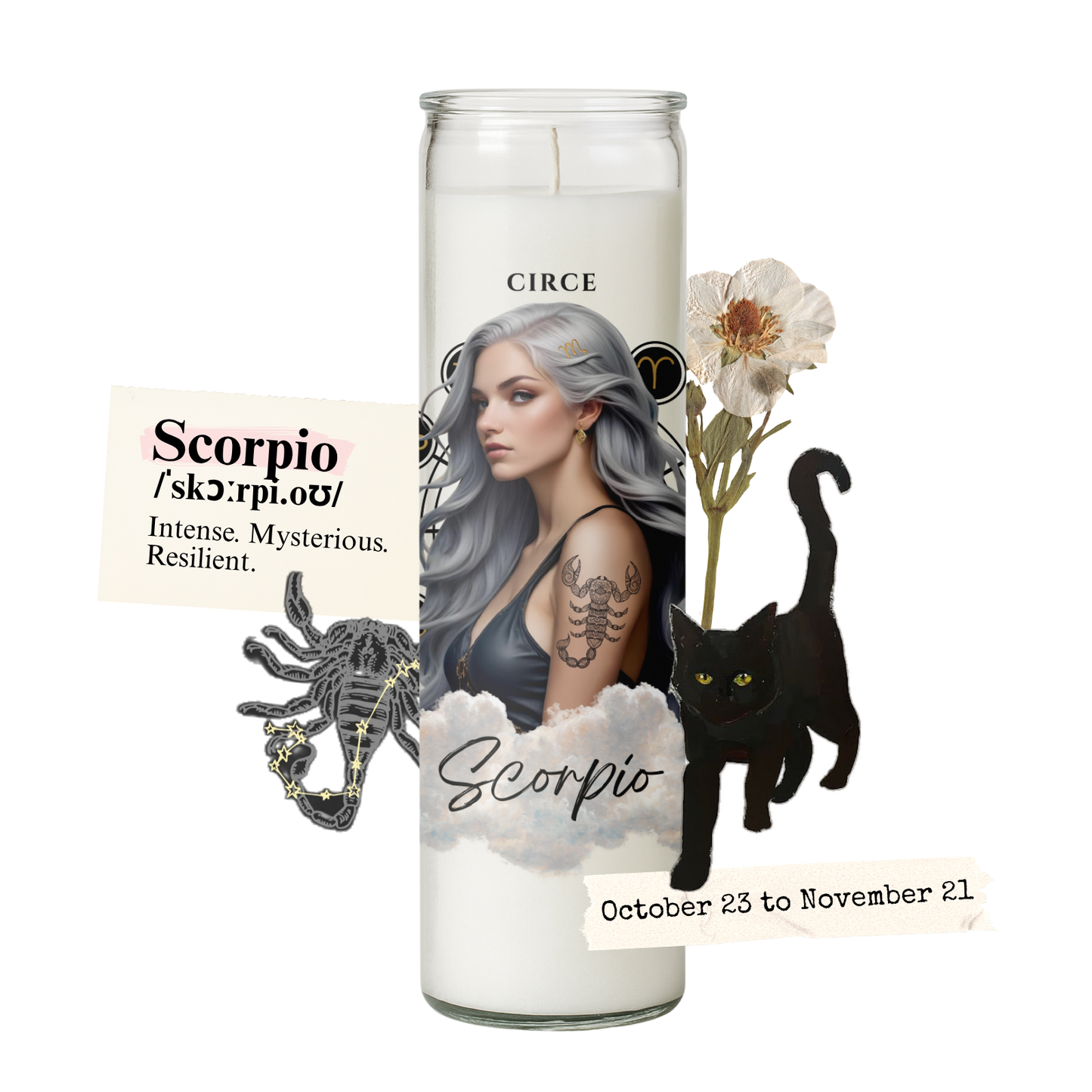 Zodiac Candle Collection – Lavender Vanilla Scented, Gemstone-Infused Astrology Candles