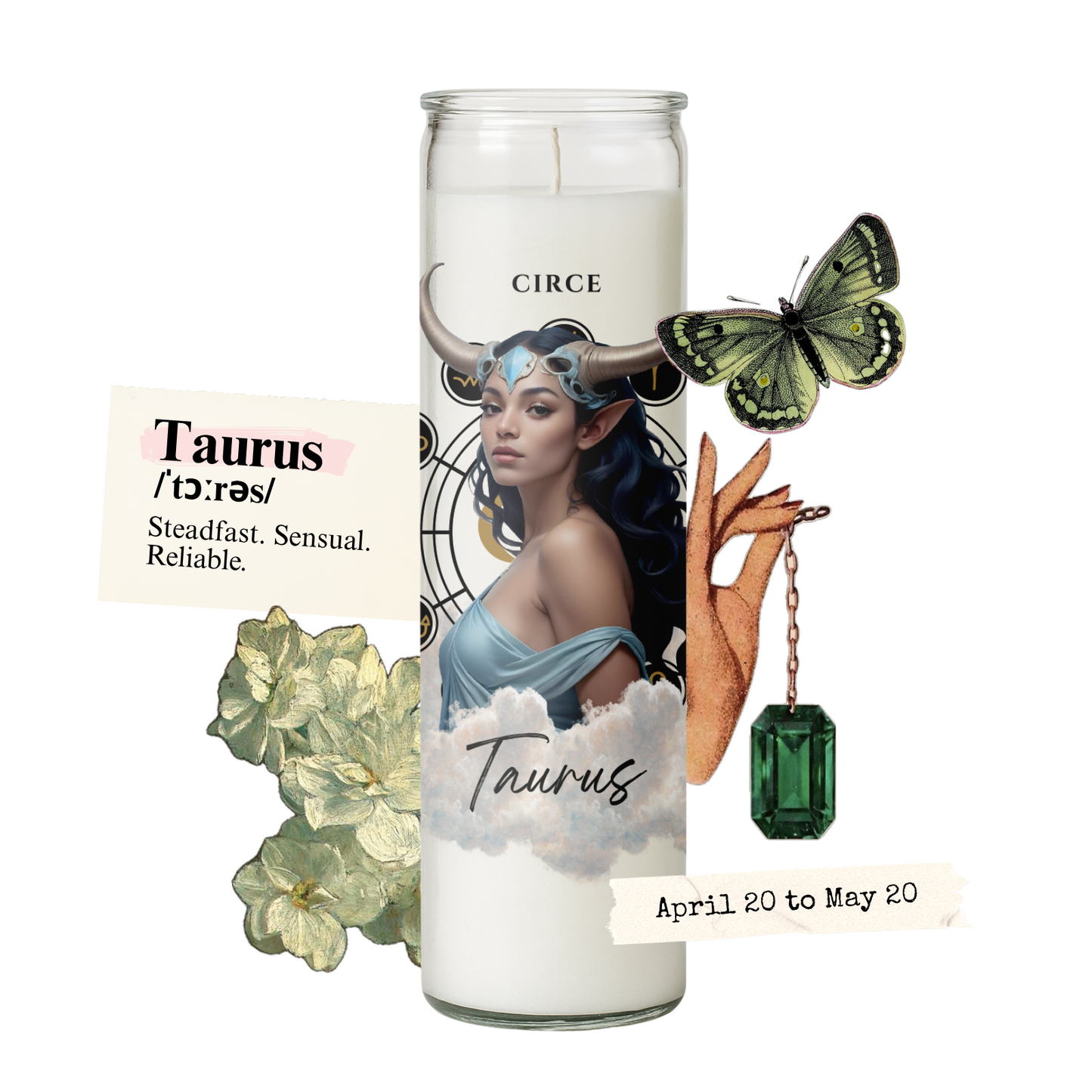 Zodiac Candle Collection – Lavender Vanilla Scented, Gemstone-Infused Astrology Candles