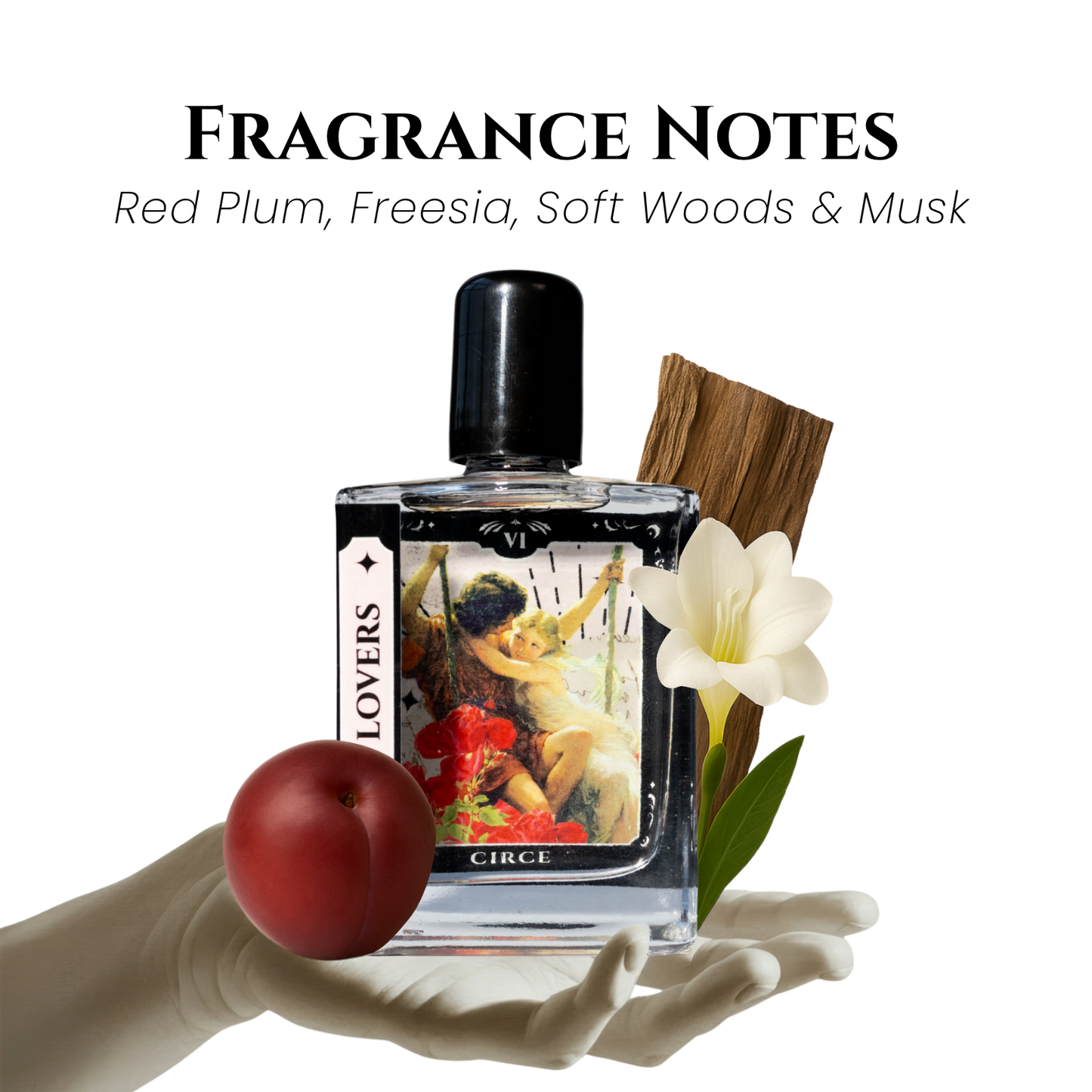 The Lovers Tarot Perfume Oil - 1.7 oz Roller | Wood, Freesia & Red Plum from Circe Boutique