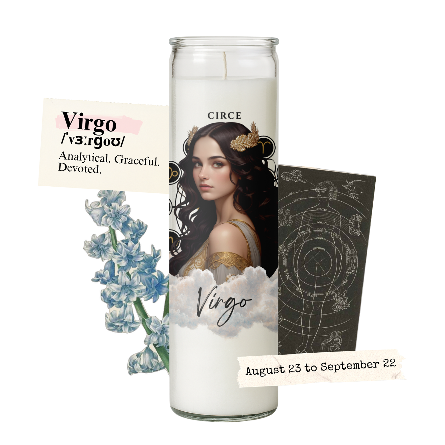 Zodiac Candle Collection – Lavender Vanilla Scented, Gemstone-Infused Astrology Candles