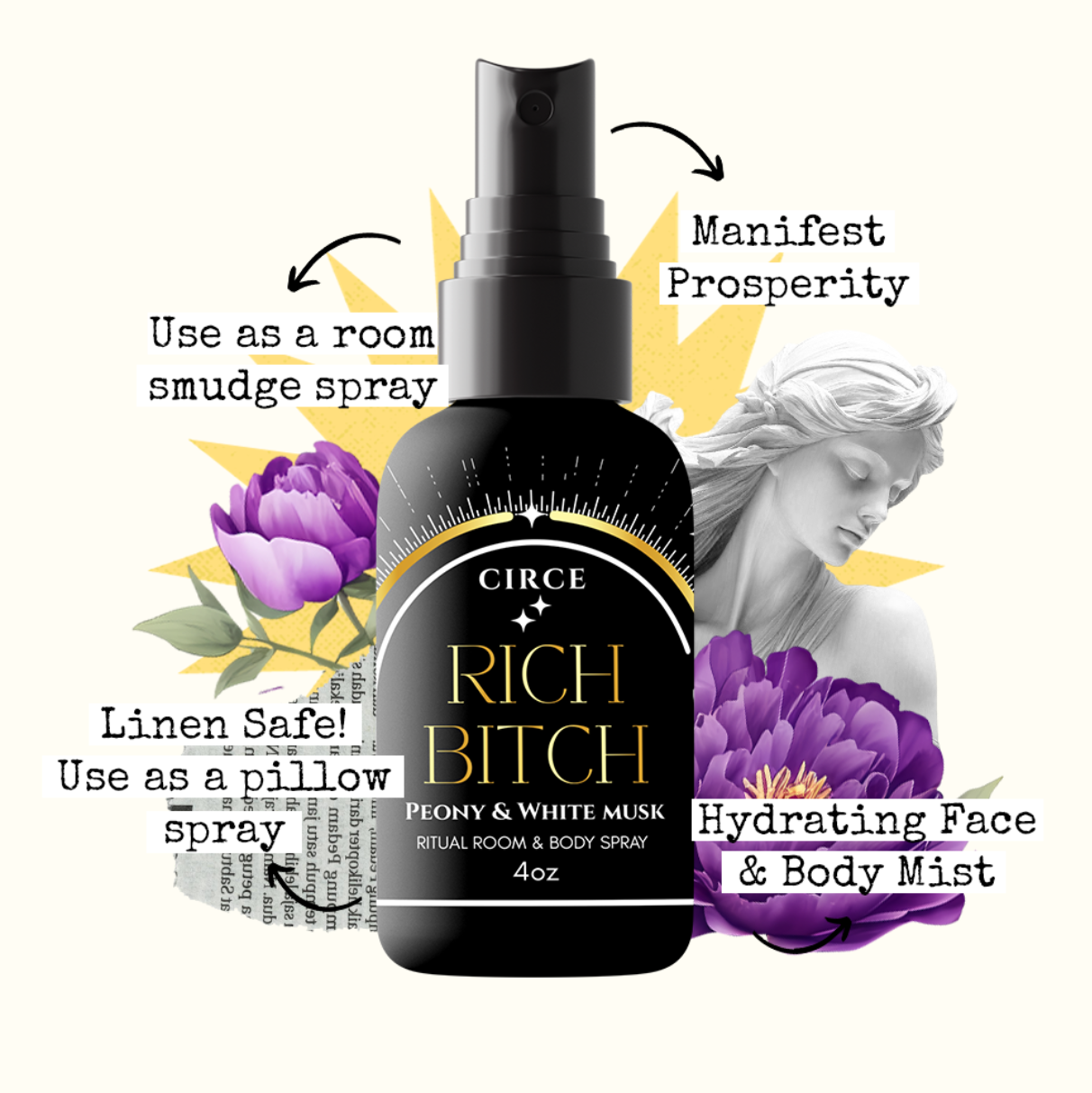 CIRCE Rich Bitch Ritual Room and Body Mist 4 oz from Circe Boutique