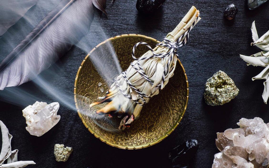smudging in a bowl for a ritual