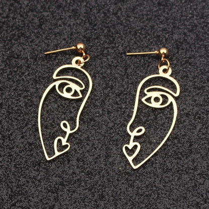 E160 - Gold Face Earrings  - Jewelry  from Nihao jewelry