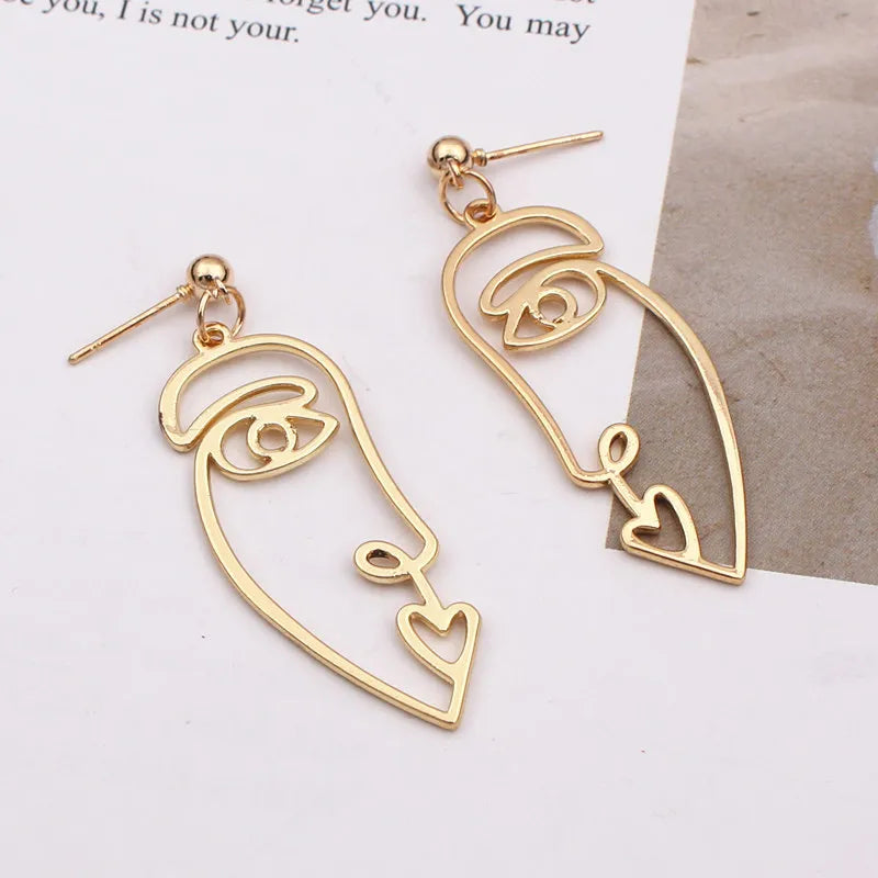 E160 - Gold Face Earrings  - Jewelry  from Nihao jewelry