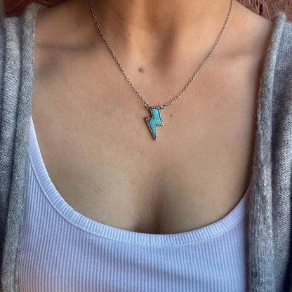 N11-Turquoise Lightning Bolt Necklace - Jewelry  from Nihao jewelry