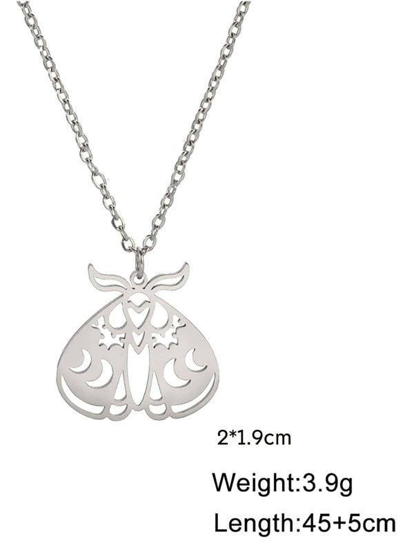 N82-83-Mystic Moth Stainless Steel Pendant Necklace - 2 Colors Available - Jewelry  from Shein