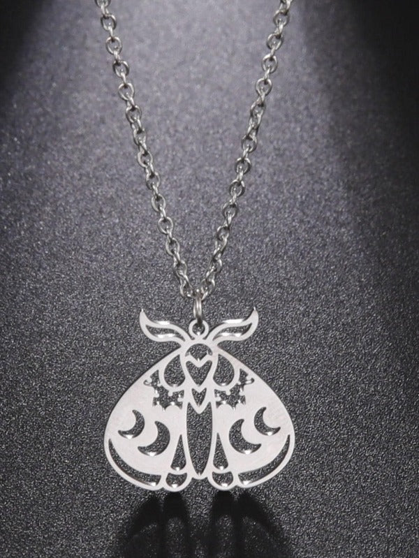 N82-83-Mystic Moth Stainless Steel Pendant Necklace - 2 Colors Available - Jewelry  from Shein