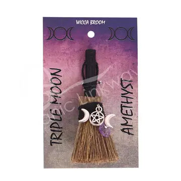 Witch's Broom - Mini Triple Moon Amethyst 1.5"W X