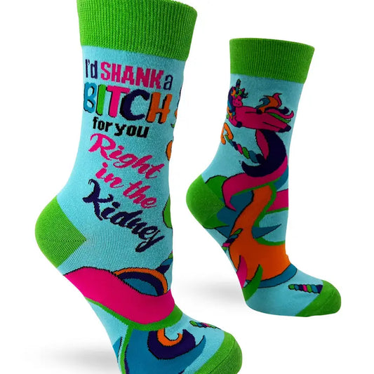 I'd Shank a Bitch for You Right in The Kidney Ladies' Socks Default from Fabdaz