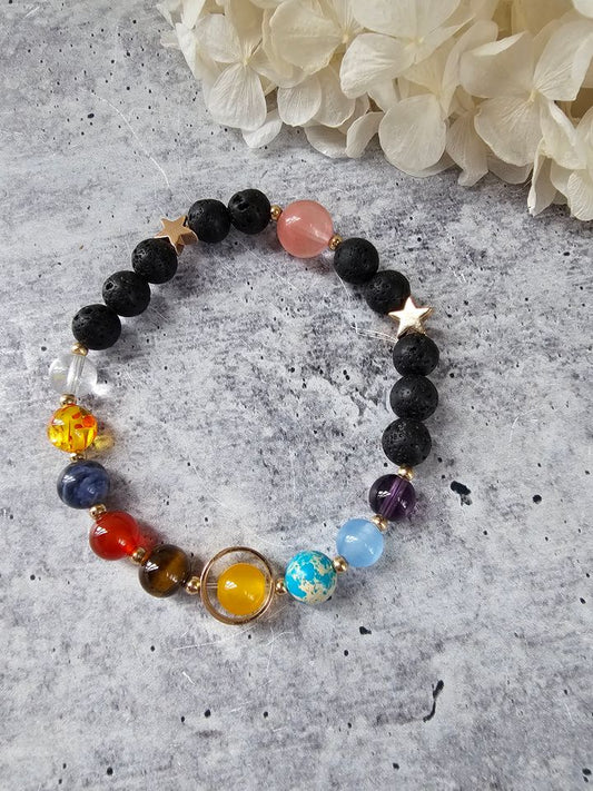B51 - Solar System Lava Beads Stretch Bracelet - Jewelry  from CirceBoutique