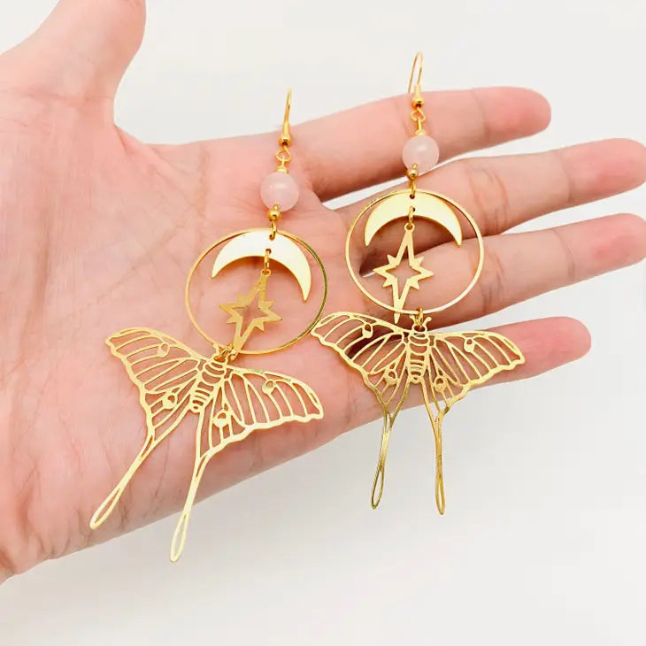 E106-Stars and Moon Moths Bohemian Earrings - Jewelry  from Mio Queena
