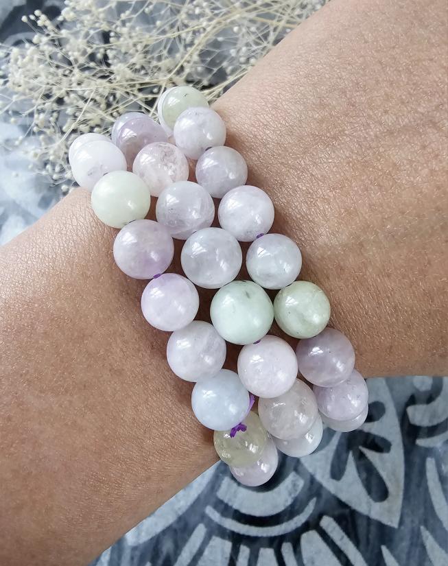 Green Kunzite 8mm Round Beads Stretch Bracelet - Jewelry  from Circe Boutique