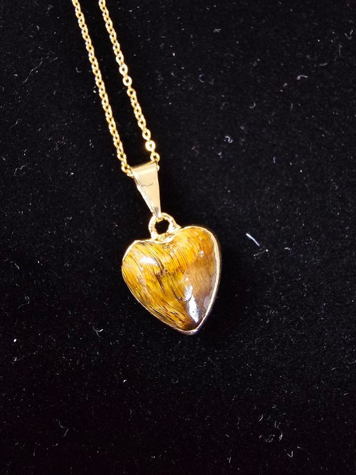 N104-105-Tiger Eye Heart Stainless Steel Necklace - 2 Colors available - Jewelry  from China Wholesaler