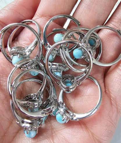 Larimar Mini Sphere Gemstone Adjustable Ring - Jewelry  from China Wholesaler