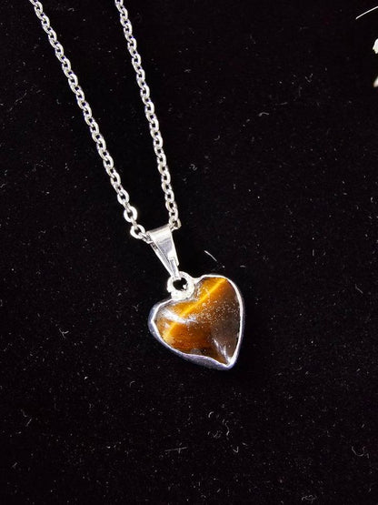 N104-105-Tiger Eye Heart Stainless Steel Necklace - 2 Colors available - Jewelry  from China Wholesaler