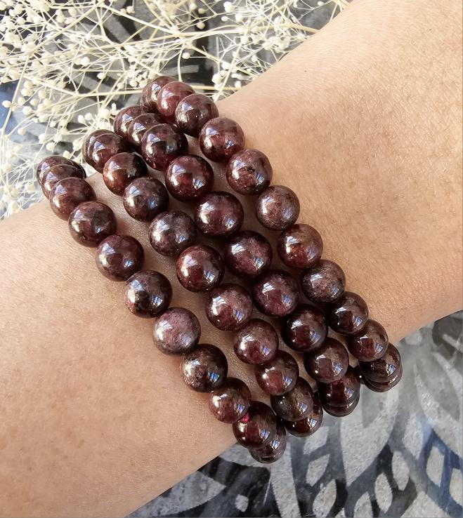 Garnet Round Beads Stretch Bracelet - Jewelry  from CirceBoutique
