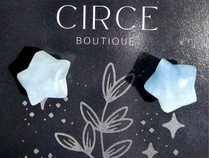 Aquamarine Star Gemstone Carving Stud Earrings  - Jewelry  from China Wholesaler