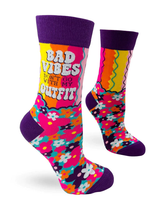 Bad Vibes Don't Go with My Outfit Women's Crew Socks Default from Fabdaz