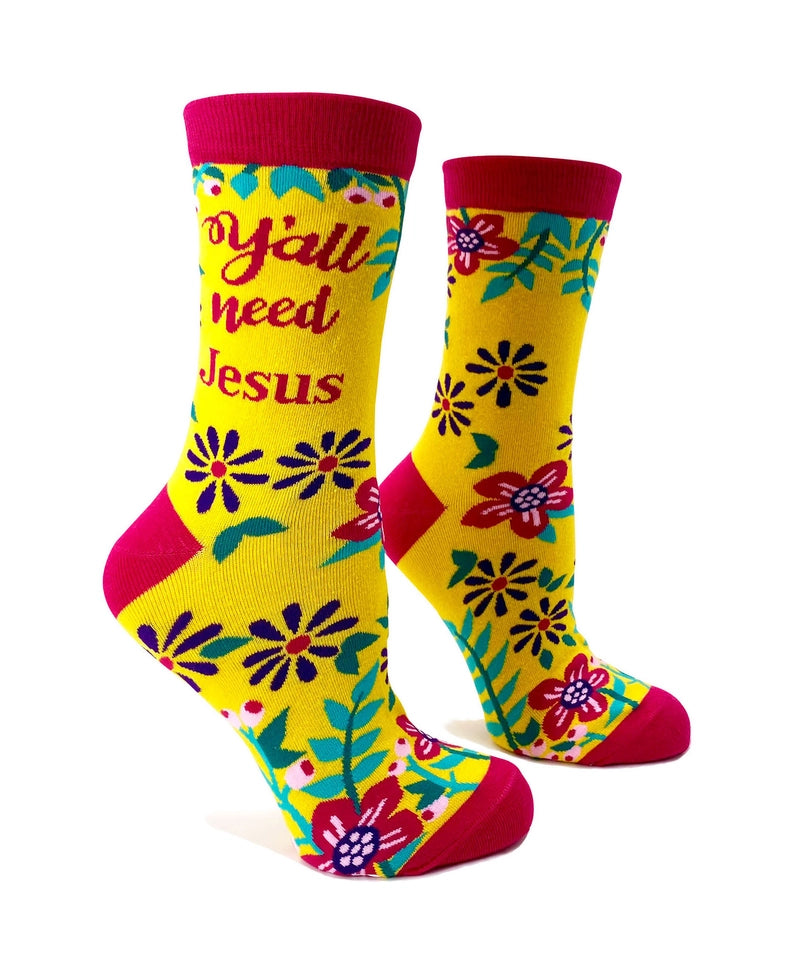 Y'all Need Jesus Women's Crew Socks Default from Fabdaz