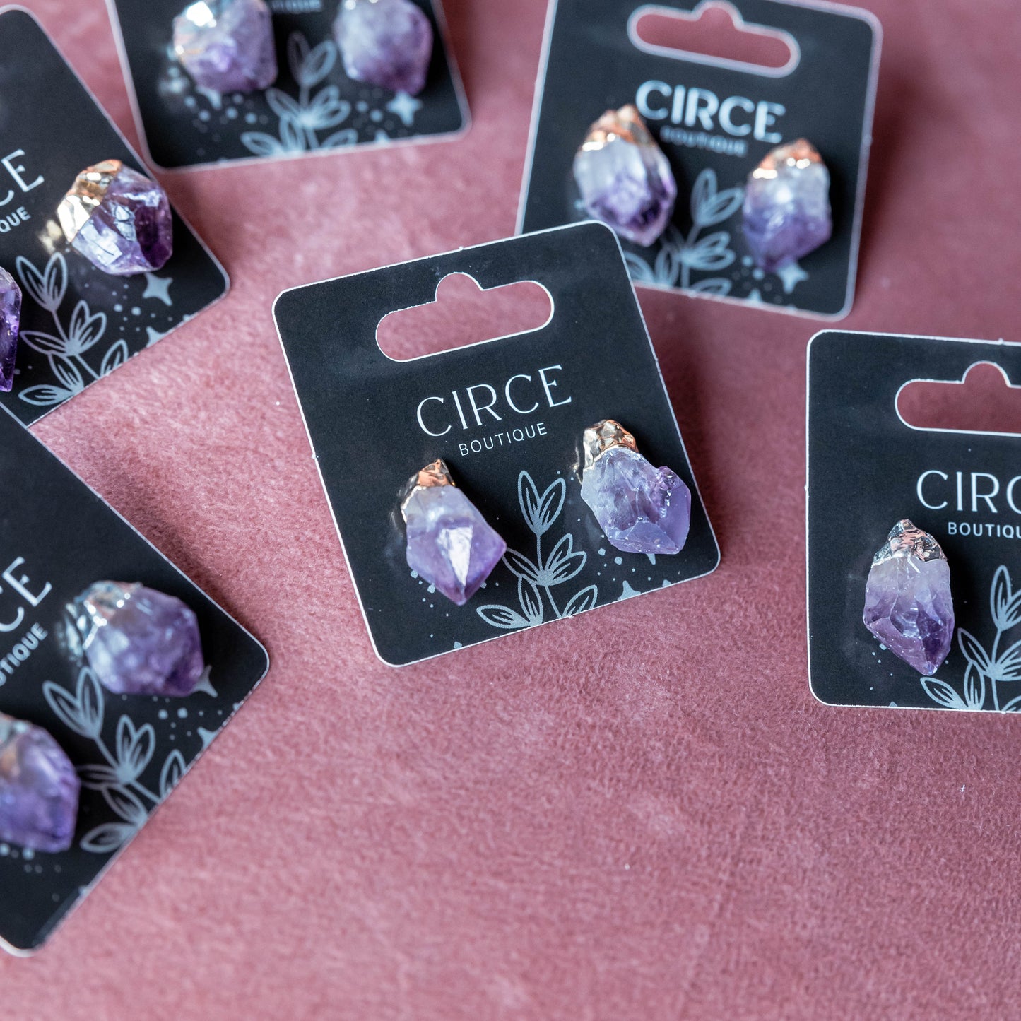 Amethyst Point Stud Earrings - Jewelry  from CirceBoutique