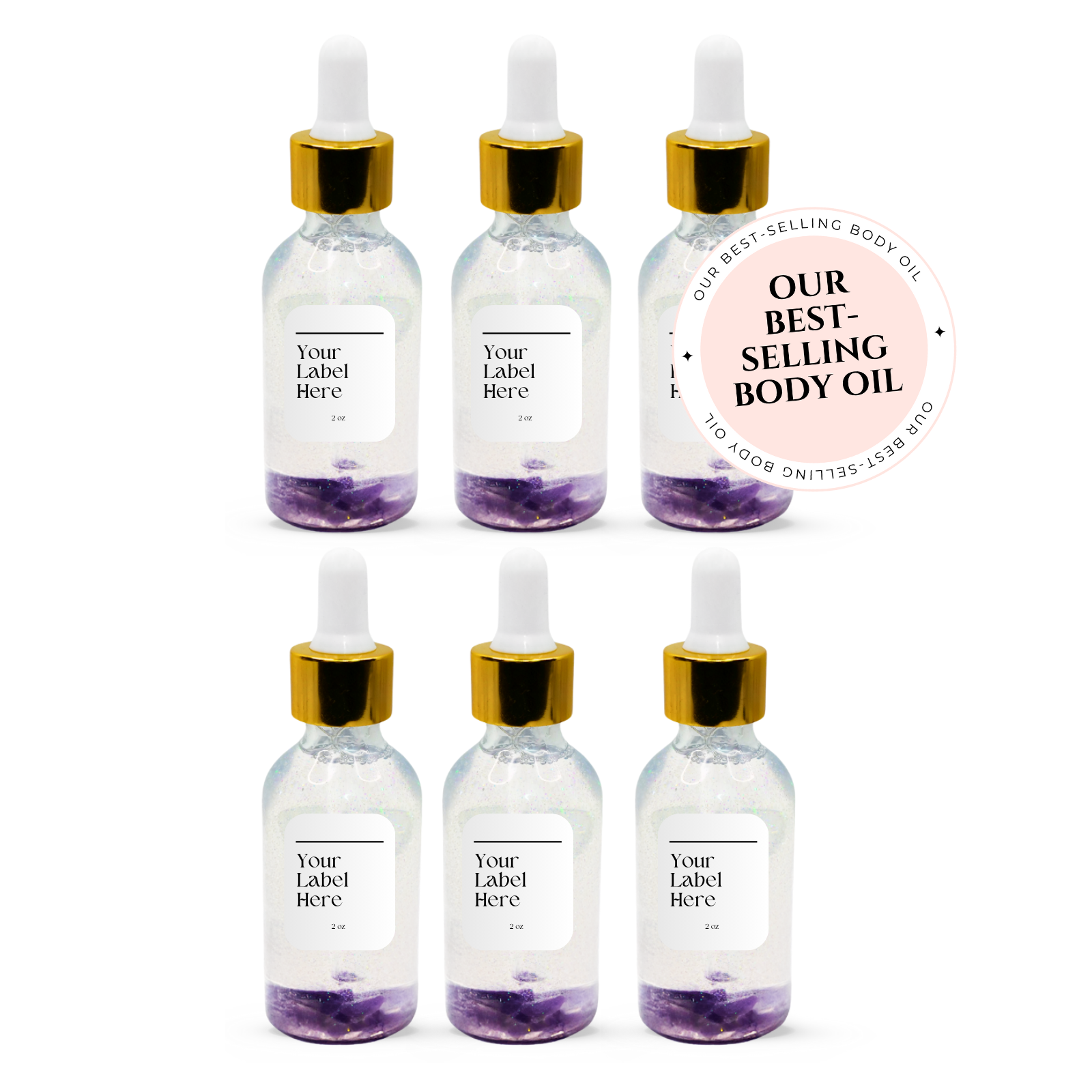 Unlabeled Amethyst Gemstone Oil - Face, Hair, Body and Cuticles - Set of 6  from Circe Boutique