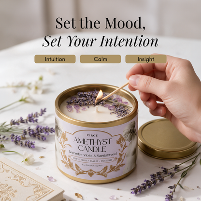Amethyst Gemstone Candle – Lavender Violet & Sandalwood | 8 oz