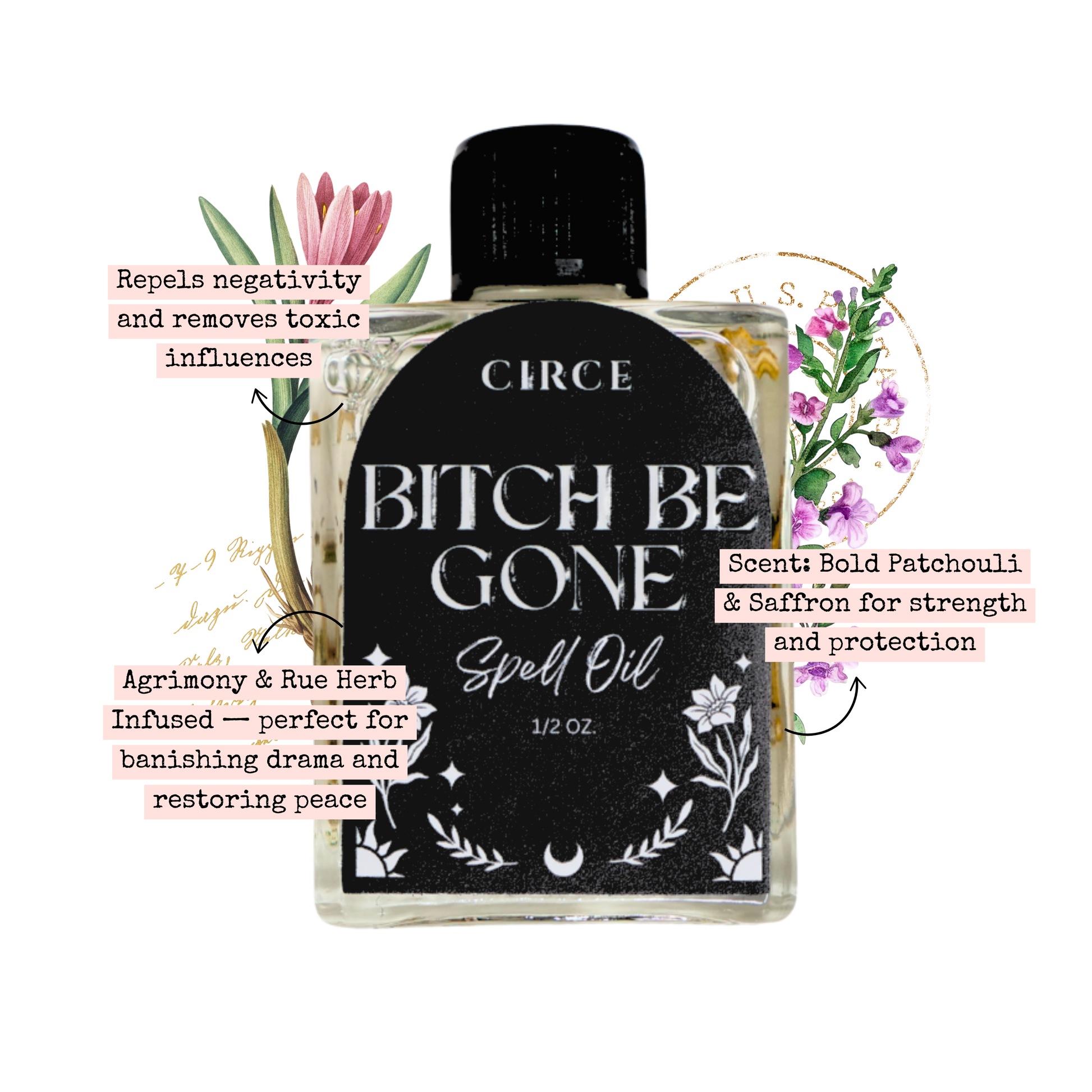 CIRCE Bitch Be Gone Spell Oil 1/2 oz.  from Circe Boutique