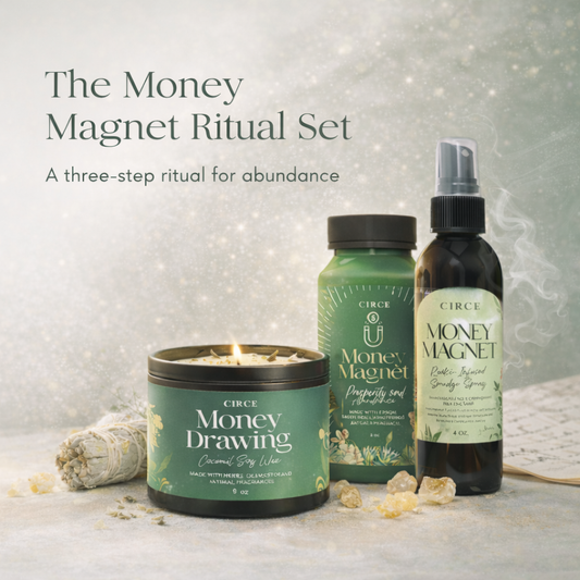 Money Magnet Ritual Set – Abundance & Prosperity Spell Candle, Reiki Smudge Spray & Money Drawing Spiritual Bath
