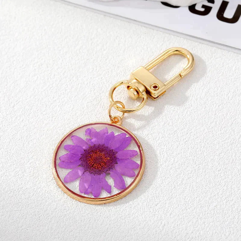 Fashion Pressed Purple Sunflower Round keychain - Accessories  from Nihao jewelry
