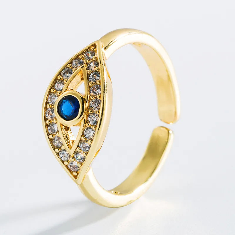 R72 - Crystal Gold Evil Eye Ring - Jewelry  from Nihao jewelry