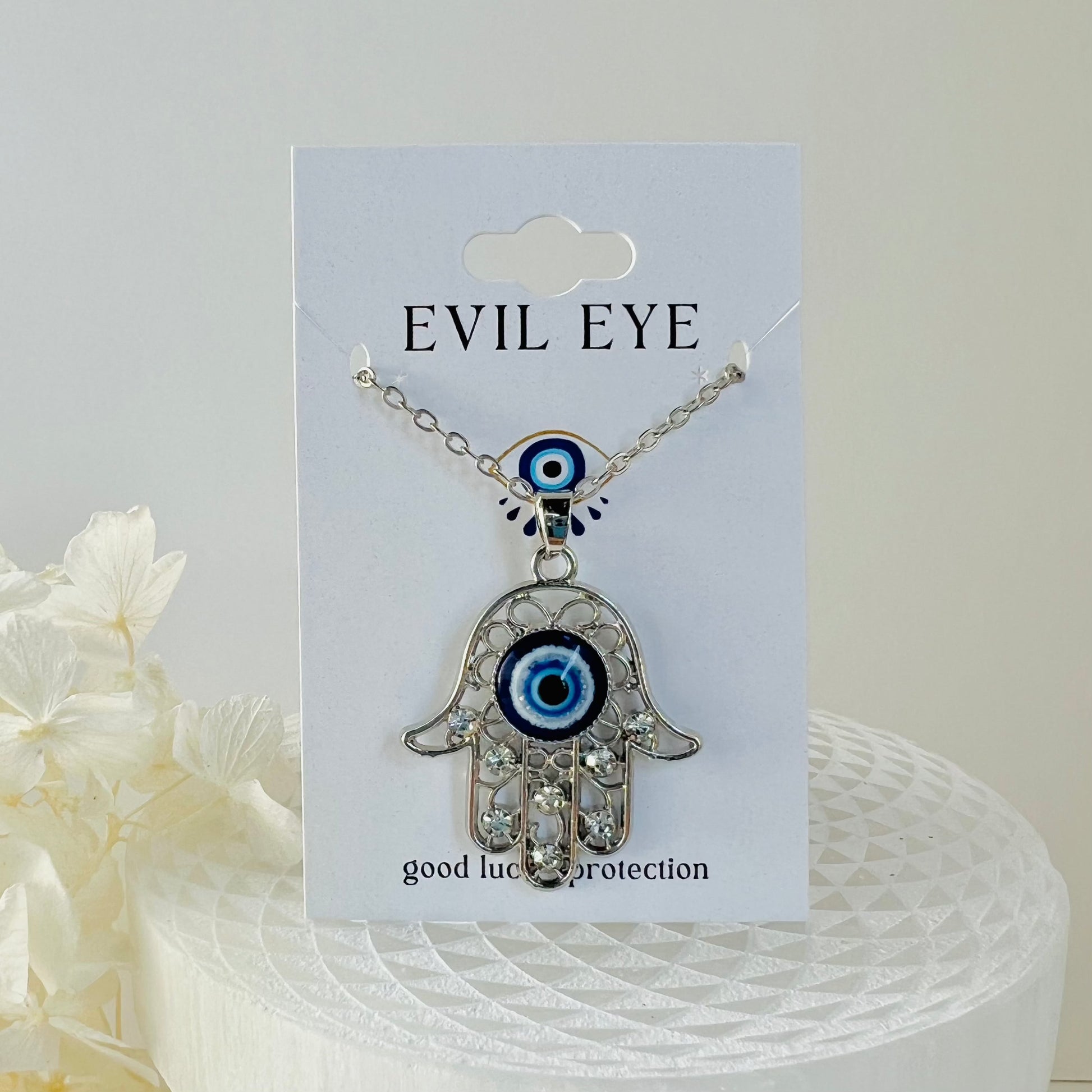 N6&7-Evil Eye & Rhinestone Pendant Necklace- Jewelry  from Shein