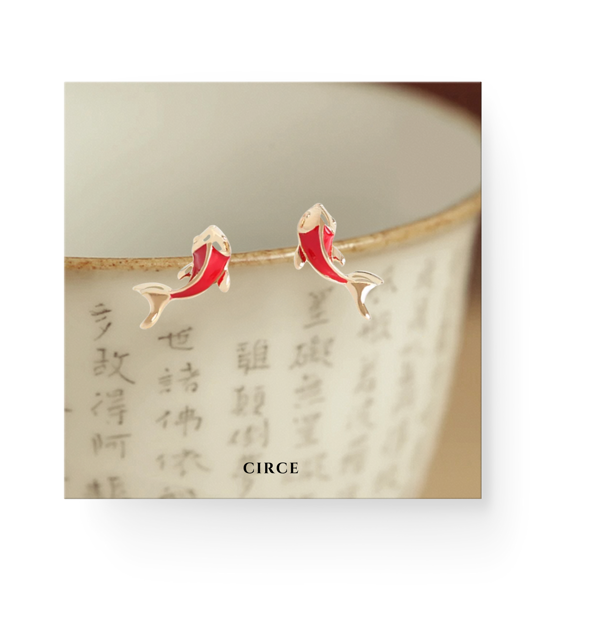 E183 - Lucky Koi Fish Stud Earrings - Jewelry  from Shein