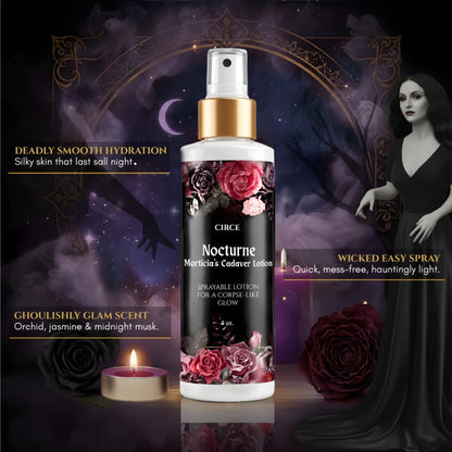 Nocturne Morticia’s Cadaver Spray Lotion – 6.7 oz Fine Mist Bottle