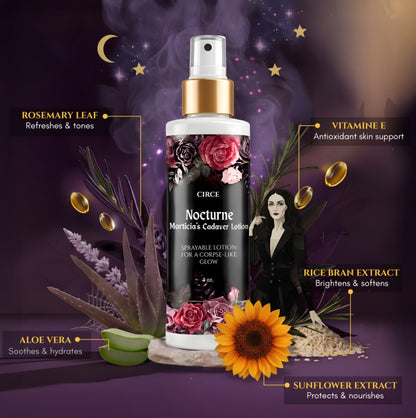 Nocturne Morticia’s Cadaver Spray Lotion – 6.7 oz Fine Mist Bottle