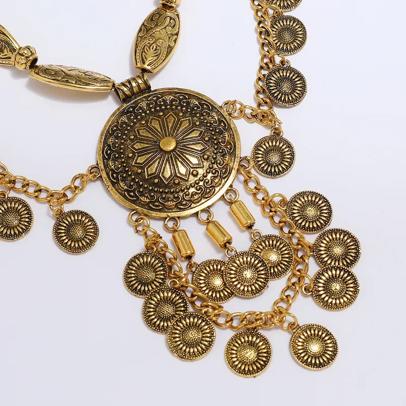 N70-Retro Ethnic Style Round Long Necklace - Jewelry  from Nihao jewelry