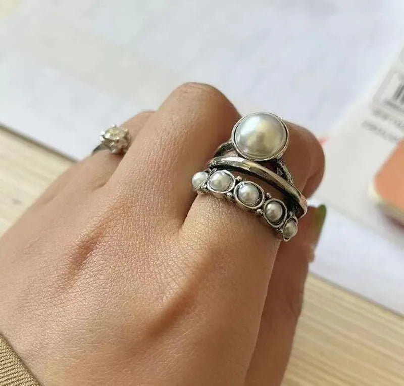 Oval Pearl Adjustable Three Layers  Ring - Jewelry  from Nihao jewelry