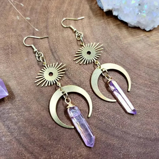 Celestial Purple Quartz Earrings - Jewelry  from CirceBoutique