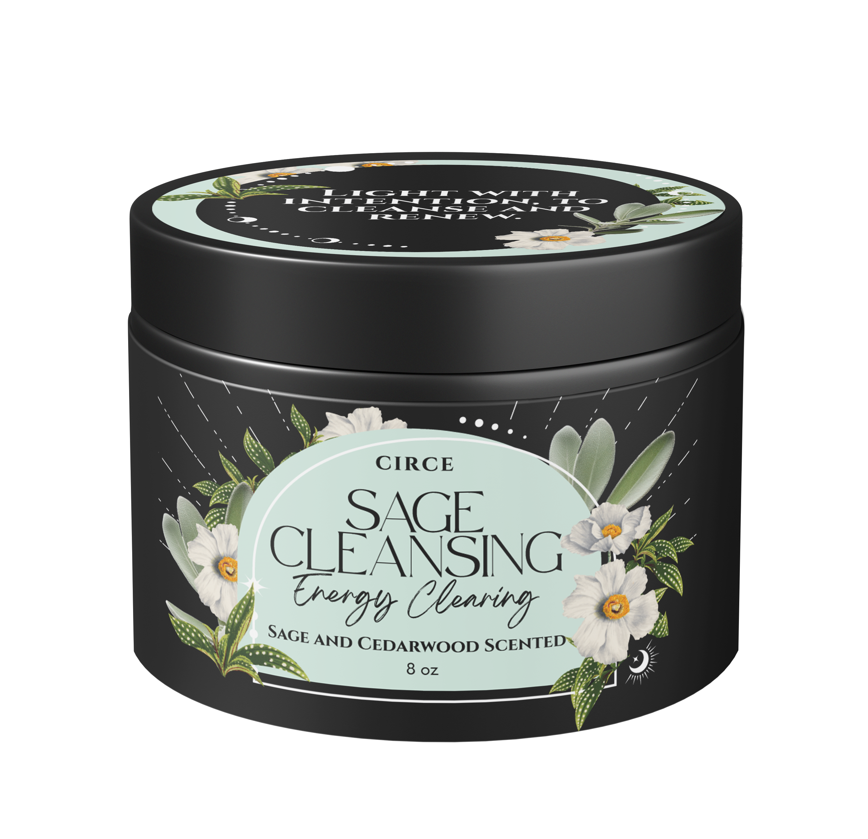 Sage Cleansing Candle - 8 oz Energy Clearing Ritual