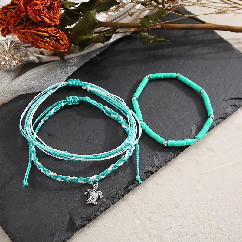 Tortoise Turquoise Braided Anklet Set - Jewelry  from Nihao jewelry