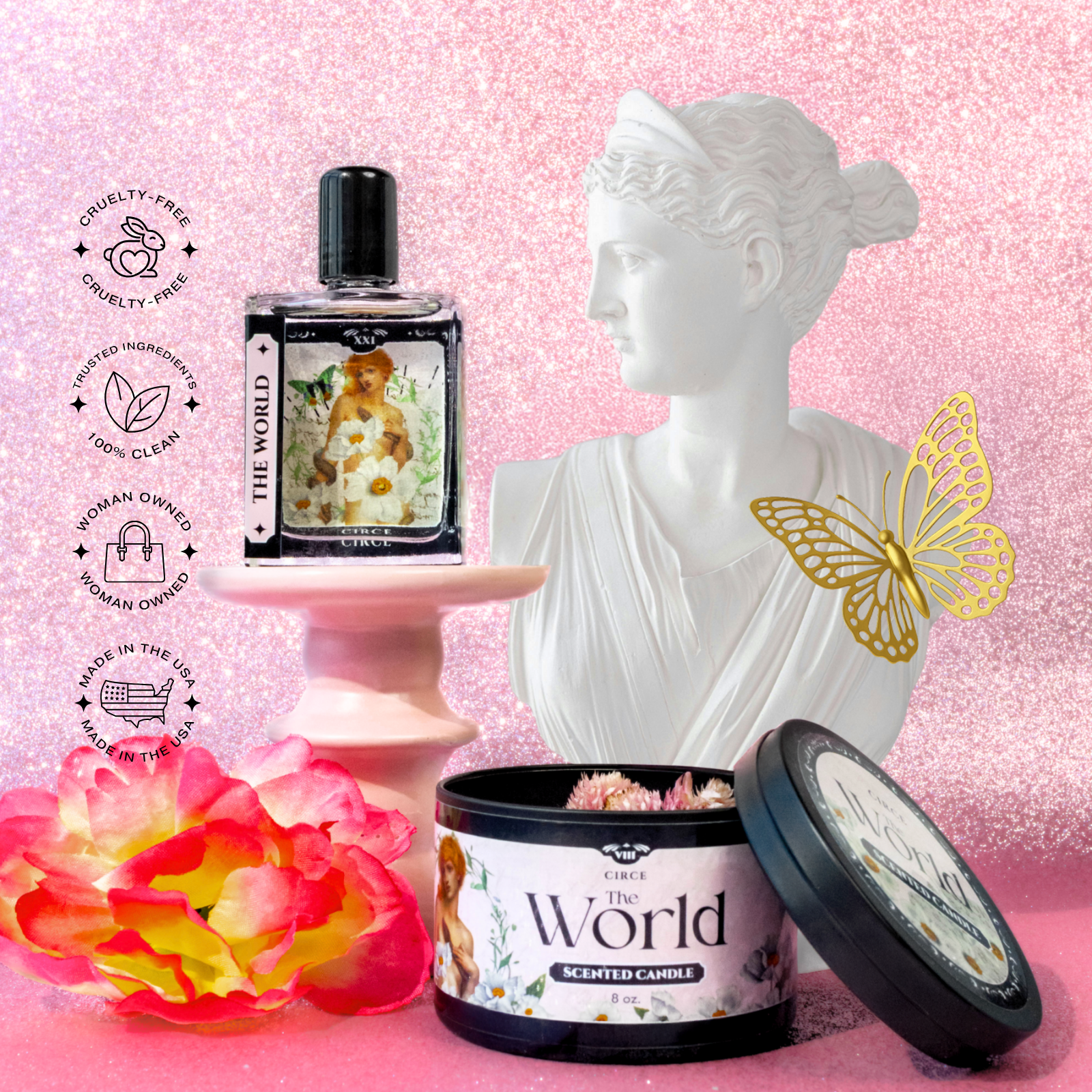 The World - Tarot Inspired Perfume - 1.7 oz Roller | Prosecco, Peach & Sandalwood  from Circe Boutique